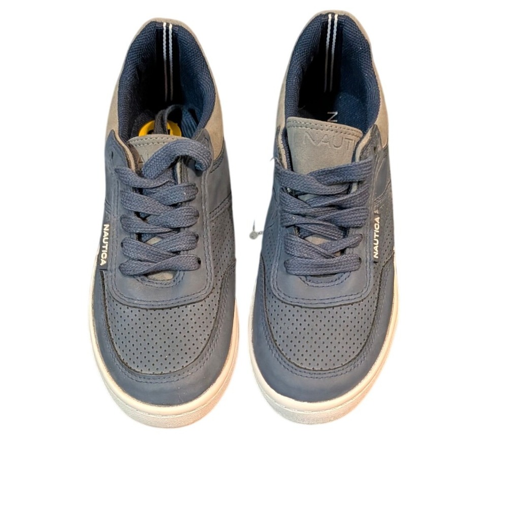 Nautica Kids Navy Blue and Grey Perforated Lace Up Low Top Sneakers Size 13 NWOT